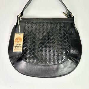 Anna Paola Italian Leather Shoulder Bag Black NWT